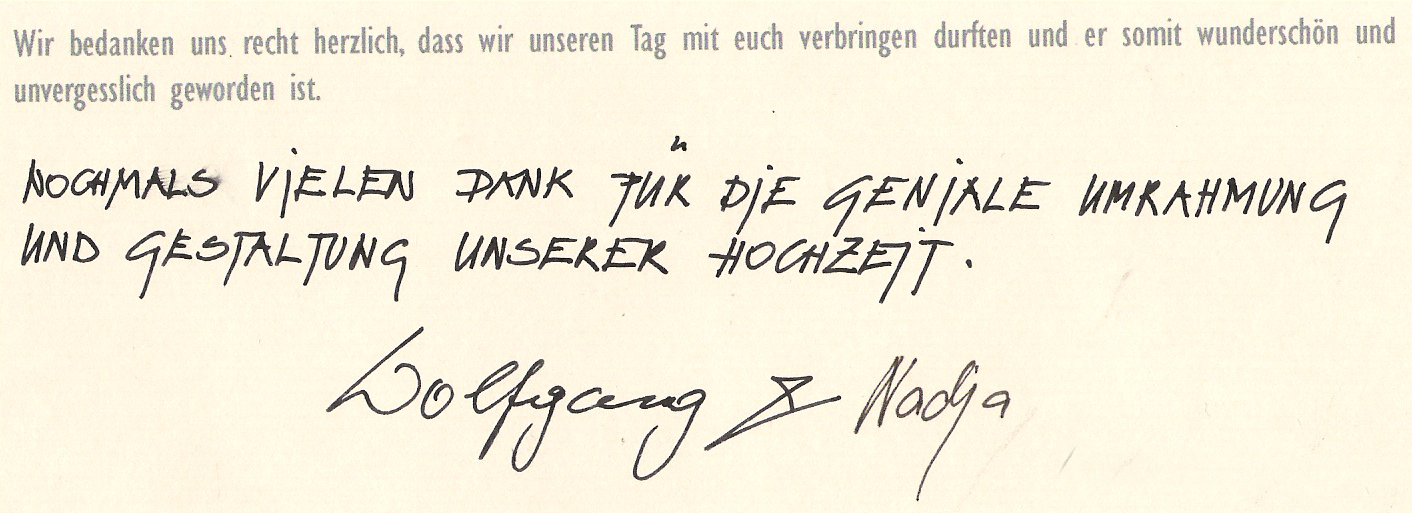 Nadja und Wolfgang sagen:
